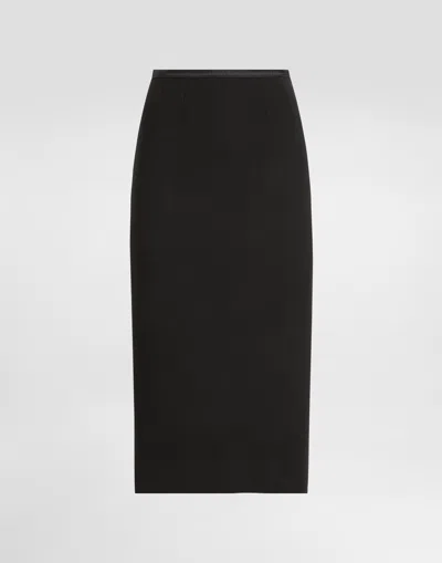 Dolce & Gabbana Wool Crepe Calf-length Pencil Dress In Black