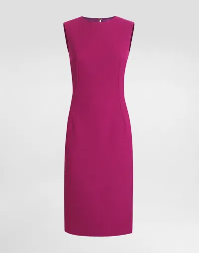 Dolce & Gabbana Wool Crepe Calf-length Sheath Dress In Multicolor