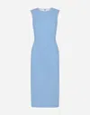 Dolce & Gabbana Wool Crepe Sheath Midi Dress With Tube In Purple