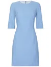 Dolce & Gabbana Light Blue Midi Fit And Flare Dress In Wool In Blue