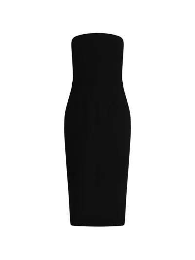 Dolce & Gabbana Wool Crepe Midi Dress In Black