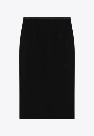 Dolce & Gabbana Wool Crepe Midi Pencil Skirt In Black