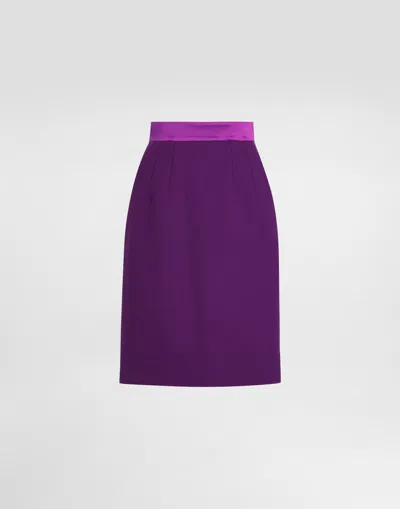 Dolce & Gabbana Wool Crepe Midi Pencil Skirt In Purple
