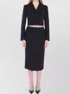 Dolce & Gabbana Wool Crepe Pencil Skirt With Satin Edges In Blue
