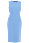 Dolce & Gabbana Wool Crepe Sheath Midi Dress With Tube In Glicine Viola Chiari (light Blue)