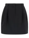 Dolce & Gabbana Short Skirt In Double Wool Crêpe In Black