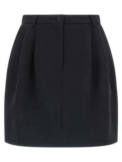 Dolce & Gabbana Wool Crêpe Skirt In Black