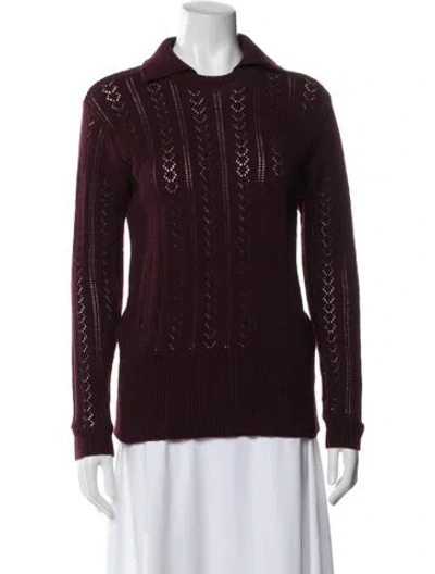 Pre-owned Dolce & Gabbana Wool Crew Neck Sweater In Burgundy