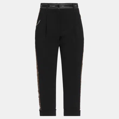 Pre-owned Dolce & Gabbana Wool Cropped Trousers It 38 In Black