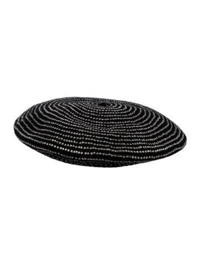 Pre-owned Dolce & Gabbana Wool Crystal Embellished Beret In Black