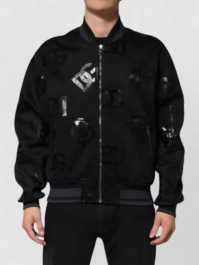 Dolce & Gabbana Wool Dg Mania Logo Men Bomber Jacket In Black