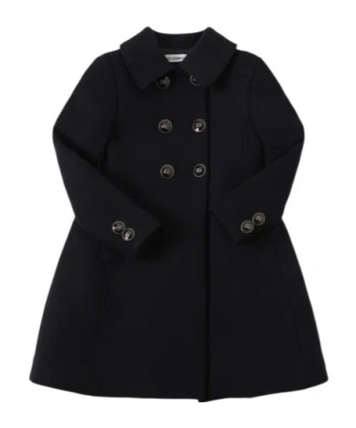 Dolce & Gabbana Wool Double Breasted Coat In Black