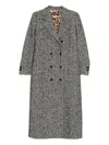 Dolce & Gabbana Herringbone Double-breasted Coat In Gray