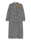 Dolce & Gabbana Herringbone Double-breasted Coat In Gray
