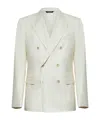 Dolce & Gabbana Men Ivory Flannel Double-breasted Blazer In White