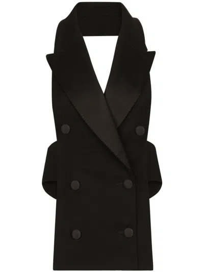 Dolce & Gabbana Wool Double-breasted Waistcoat In Black
