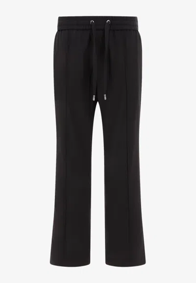 Dolce & Gabbana Wool Drawstring Track Pants In Black