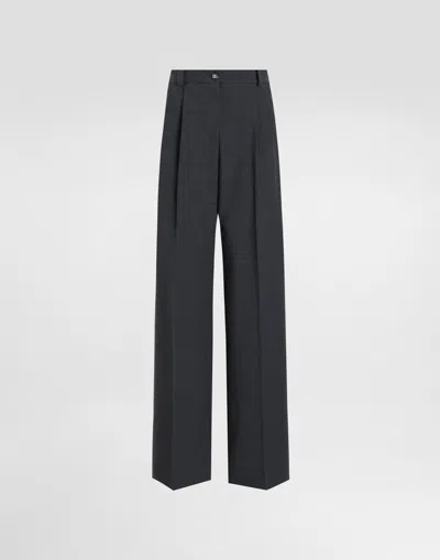 Dolce & Gabbana Wool Fabric Pants In Grey
