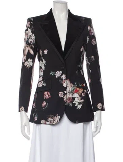 Pre-owned Dolce & Gabbana Wool Floral Print Blazer In Black