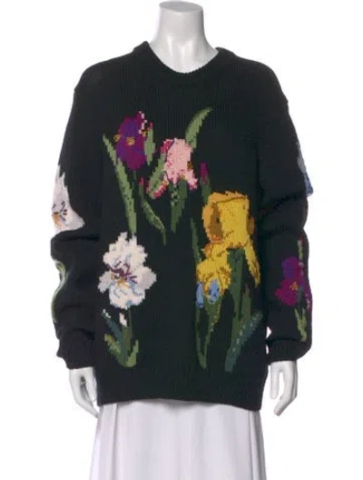 Pre-owned Dolce & Gabbana Wool Floral Print Sweater In Black