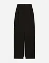 DOLCE & GABBANA WOOL GABARDINE CALF-LENGTH TUXEDO PENCIL SKIRT