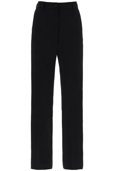Dolce & Gabbana High-waisted Wool Gabardine Cigarette Pants In Black