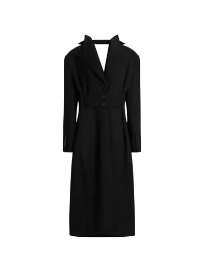 Dolce & Gabbana Wool Gabardine Coat In Black
