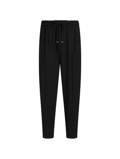 Dolce & Gabbana Wool Gabardine Jogging Trousers In Black