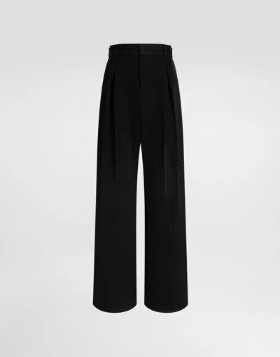 Dolce & Gabbana Wool Gabardine Trousers In Black