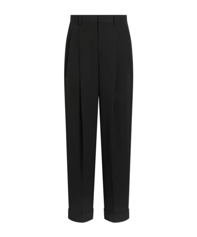 Dolce & Gabbana Wool Gabardine Trousers In Black