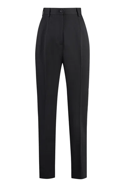 Dolce & Gabbana Wool Gabardine Trousers In Black