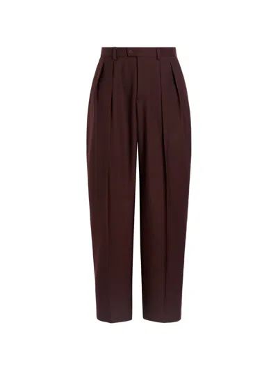 Dolce & Gabbana Wool Gabardine Trousers In Burgundy