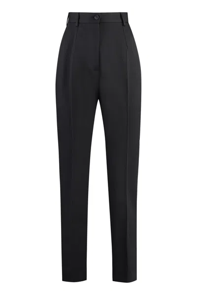 Dolce & Gabbana Wool Gabardine Trousers In Nero (black)