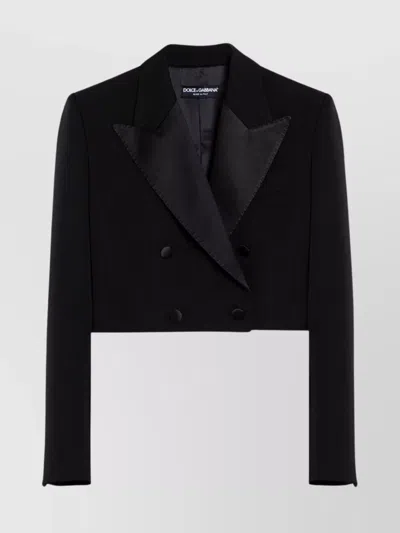 DOLCE & GABBANA WOOL GABARDINE TUXEDO SPENCER CROPPED LENGTH