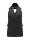 Dolce & Gabbana Double-breasted Wool And Silk-blend Vest In Nero