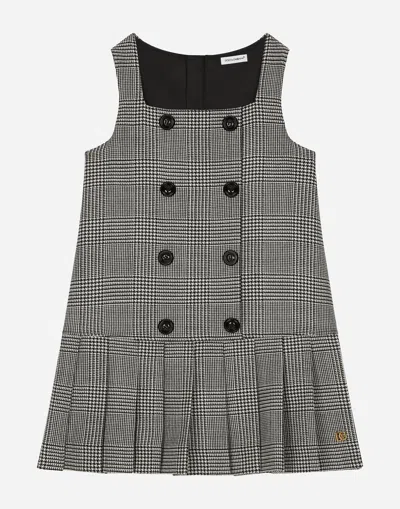Dolce & Gabbana Wool Glen Plaid Dress In Multicolor