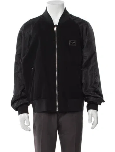 Pre-owned Dolce & Gabbana Wool Graphic Print Bomber Jacket In Black
