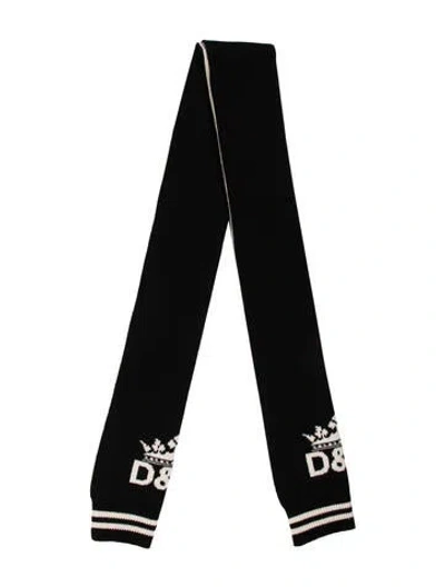 Pre-owned Dolce & Gabbana Wool Graphic Print Scarf In Black