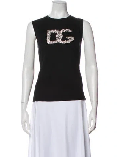 Pre-owned Dolce & Gabbana Wool Graphic Print Top In Black