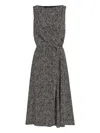 Dolce & Gabbana Heavy Crepe Dress With Chevron Print Dresses Grey In Black