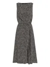 Dolce & Gabbana Heavy Crepe Dress With Chevron Print Dresses Grey In Black