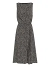 Dolce & Gabbana Heavy Crepe Dress With Chevron Print Dresses Grey In Gray