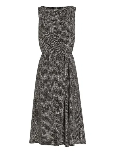 DOLCE & GABBANA DOLCE & GABBANA WOOL HERRINGBONE MIDI DRESS CLOTHING