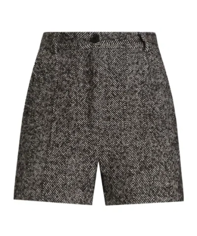 Dolce & Gabbana Wool Blend Chevron Shorts In Gray