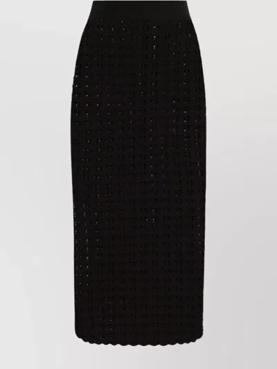 Dolce & Gabbana Wool High-waisted Midi Skirt With Rear Vent In Black