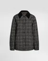 Dolce & Gabbana Checked Corduroy-collar Jacket In Gray