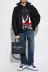 Dolce & Gabbana Logo-plaque Zip-up Bomber Jacket In Navy Blue