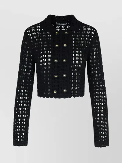 DOLCE & GABBANA WOOL JACKET SCALLOPED EDGES BUTTON DETAILING