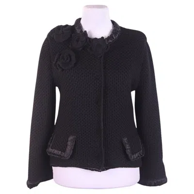 Pre-owned Dolce & Gabbana Wool Jacket With Flower Appliqué In Black