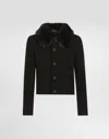 Dolce & Gabbana Wool Jacket With Fur-effect Collar In Black